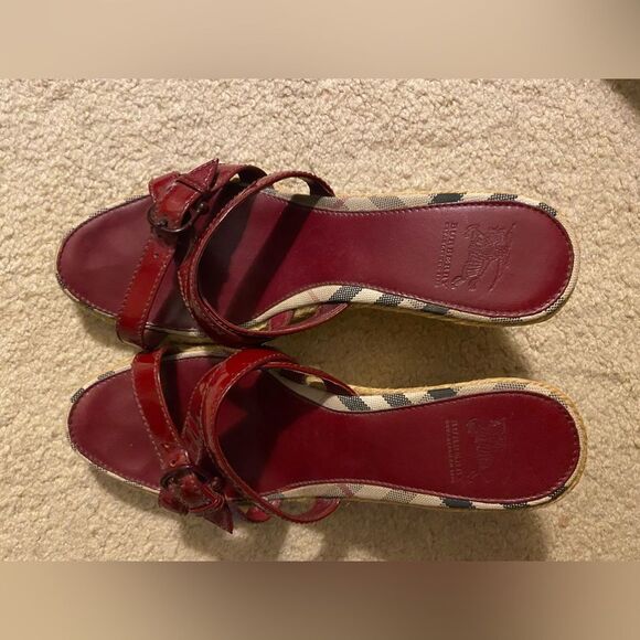 Auth Burberry EUC sandals leather straps & soles. Espadrille Wedge Made in Italy - Picture 10 of 10